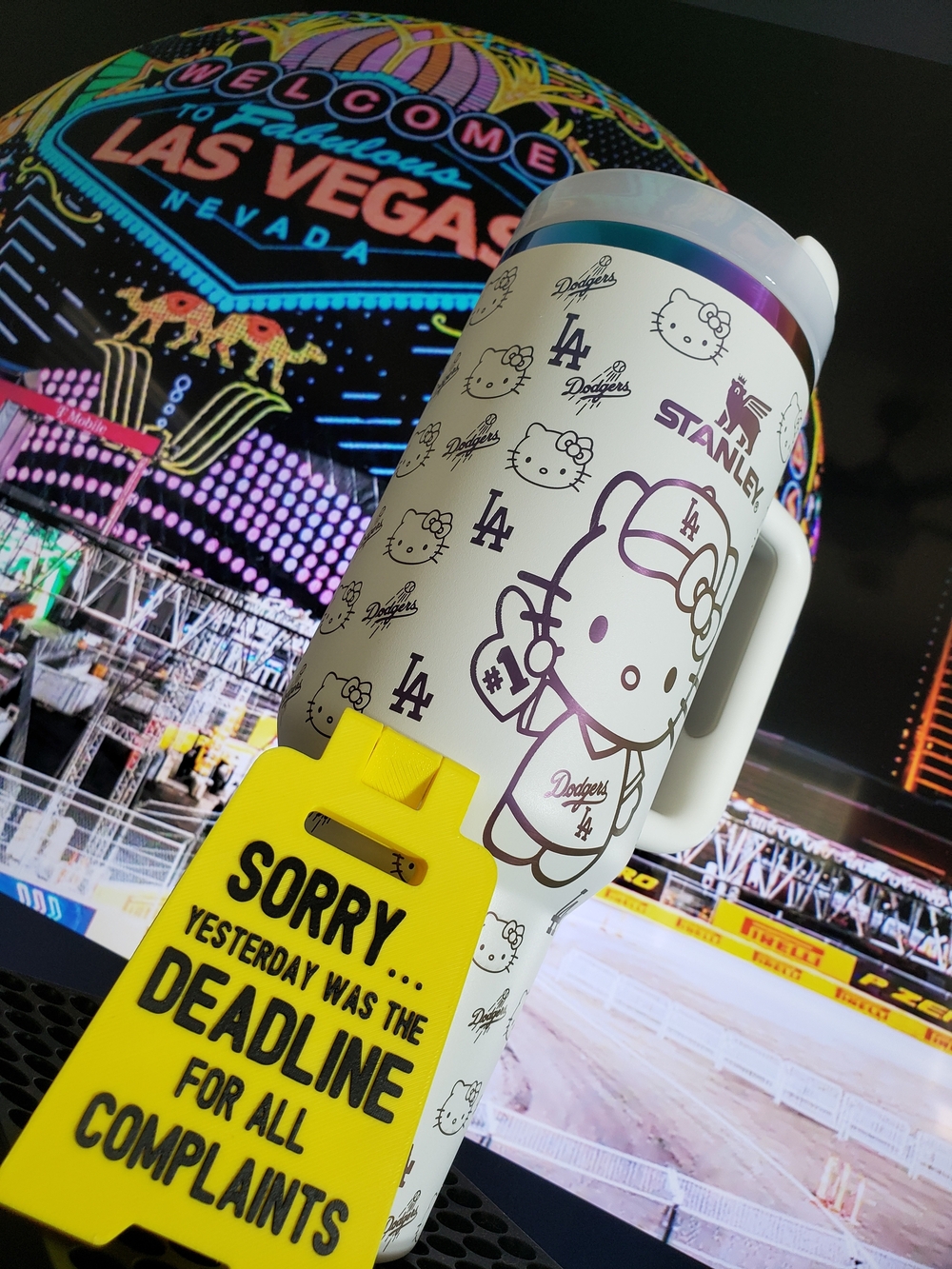 Stanley White Hello Kitty x Dodgers Insulated Tumbler with Purple Accents